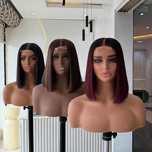 Việt nam đôi rút ra 12A thẳng ngắn màu <span class=keywords><strong>Bob</strong></span> 2*6 cùn cắt SDD tóc con người glueless HD ren đóng cửa phía trước tóc giả cho phụ nữ - Product Image 2