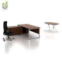 Bureau de direction incurvé IULTRA, forme ovale moderne et luxueuse, table de bureau pour PDG, finition blanc brillant, bois écologique, garantie 10 ans