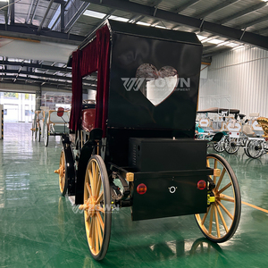 Voiture électrique vintage ZOWN, style calèche royale, 4 roues, roues noires et dorées, auvent rouge, véhicule de mariage de style européen - Product Image 1