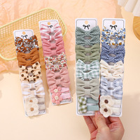 Set Jepit Rambut Kain untuk Anak-Anak, Desain Kotak-kotak, Polkadot, Bunga, dan Pita, Gaya Eropa Amerika, Buatan Tangan, Aksesoris Rambut Mini yang Lucu