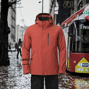 Chaqueta Larga con Capucha, 3 Capas, Ripstop, Ligera, Impermeable, Transpirable, Cortavientos, Talla Grande, Invierno, Delgada, Cuello Alto, Cierre de Cremallera, Unisex - Product Image 3