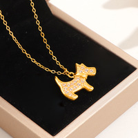 Collier simple et léger avec pendentif chien entièrement pavé scintillant pour femme, bijoux de mode de haute qualité, vente en gros TGXL14782