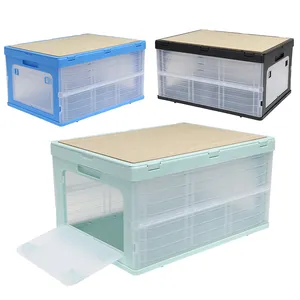 Caixa de armazenamento transparente de pp baoyu 70l, caixa de plástico dobrável de acampamento