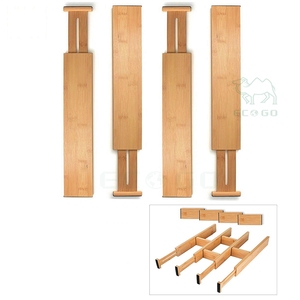Durable in Use Adjustable Kitchen <b>Drawer</b> <b>Organizers</b> Wholesale Set of 4 Bamboo <b>Drawer</b> <b>Organizer</b> - Product Image 3