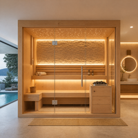Sauna à vapeur professionnel 4-5 personnes, traditionnel, en bois de pruche, avec poêle finlandais et chauffage à pierres, pour usage domestique (sauna sec et vapeur)