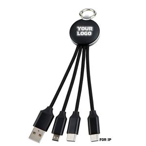 Promotional Business Gift Sets 3 in 1 Keychain <b>Charger</b> Cable, Portable Charging Cable with Customized LED Light up LOGO - Product Image 4