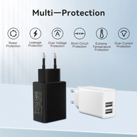 Cargador USB Mini de 5V 2.1A con Enchufe Europeo, 2 Puertos, Blanco, Cargador de Pared de Viaje para Teléfono Móvil, para Samsung, Xiaomi, Android