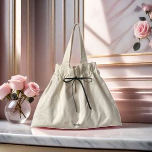 LILA Fashion Design Ribbon Handle Hobo Casual Cute Girl Teenage Ladies Shopping Eco-friendly Durable Canvas Tote Bag - Product Image 6