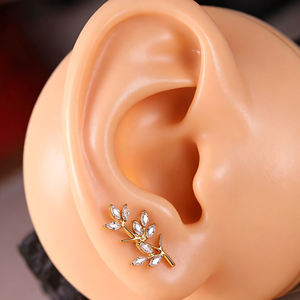 Boucles d'oreilles créatives <span class=keywords><strong>en</strong></span> forme de branche d'arbre pour femme, cadeau de mariage, <span class=keywords><strong>piercing</strong></span> labret <span class=keywords><strong>en</strong></span> titane PVD 18K pour tragus, hélix, daith - Product Image 3