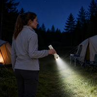 Lanterne de camping LED rechargeable solaire 2 en 1, lampe torche de type C, lampe de poche avec feu arrière pour la randonnée en plein air et les situations d'urgence