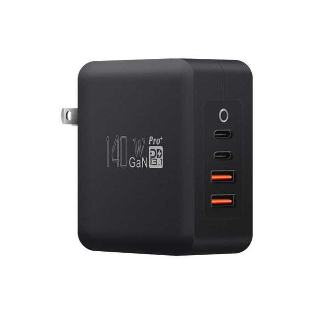 New Design 140W PD3.1 Gan Charger 3C Wall Laptop USB C Adapter 4 Ports Foldable 3PDT Switch OTP Protection SCP Function US Plug