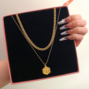 VKME kalung Multi lapis wanita, perhiasan kalung Multi lapis hati modis untuk wanita - Product Image 3