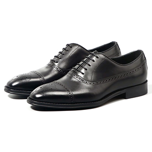 Chaussures Oxford Richelieu pour Homme en Cuir Véritable Marron, Façonnées à la Main, à Bout Carré, Cousu Goodyear, Style Brogue Britannique, Idéales pour Tenues Formelles et Professionnelles - Product Image 4