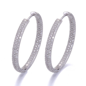 Boucles d'oreilles créoles de luxe faites à la main en or blanc 18K 14K 10K avec diamant Moissanite 2 carats D VVS, bijoux de fête personnalisés pour femme - Product Image 1