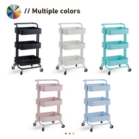 2023 nouveau Style chariot en métal rose coloré acier 3 couches chariot avec roues pour bureau maison cuisine chariot