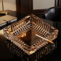 Cendrier carré en verre cristallin épaissi, transparent, élégant, pour bureau, maison, bar, hôtel