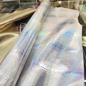 Snake Embossed Leather Metallic Silver <strong>Python</strong> Skin <strong>Real</strong> Cowhide for Shoes Handbags - Product Image 1