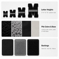 Grande Patch Lettre Chenille M 5 Pouces 3D Gonflée Brodé Noir Argent Gris Alphabet Thermocollant pour Sac à Dos Scolaire Personnalisé