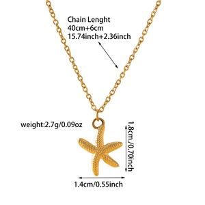 สร้อยคอ XL454 ชุบทอง 18K ทำจากสแตนเลสสตีล ลายมหาสมุทร ประดับเปลือกหอย ปลาดาว และหางนางเงือก สำหรับผู้หญิง - Product Image 6