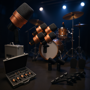 Kit de Micrófonos para Batería Copperex de 7 Piezas, Juego de Micrófonos Dinámicos con Cable XLR para Estudio, Escenario y Uso en Vivo con Clip, Modelo D0100H5PQB8 - Product Image 2