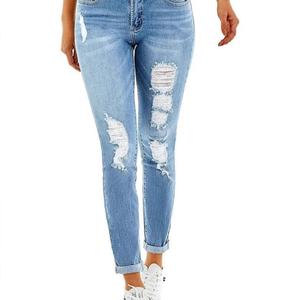 Jeans Ajustados Personalizables para Mujer, Nuevos, Transpirables, con Logotipo, Tela Vaquera Lavada, para Primavera, Jeans OEM para Damas - Product Image 2