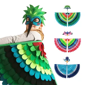 Halloween Kinder Vögel Flügel verkleiden Cosplay Kostüm Karneval Kinder Vogel Kostüm Filz Maske und Flügel Papagei Umhang für Kinder