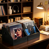 Caja de Almacenamiento de Discos de Vinilo de Madera, Organizador de Revistas, Archivador de LPs, Estante para Álbumes, Soporte para Medios, Venta al Por Mayor Directo de Fábrica