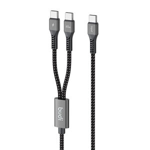 65w <span class=keywords><strong>2</strong></span> in 1ナイロン編組耐久性1.2m高速充電タイプC型Pd携帯電話ラップトップデータUSB充電コードケーブル - Product Image 3