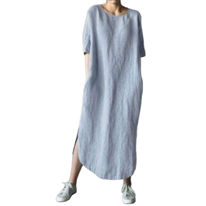 Vestido Casual Elegante de Otoño para Mujer, Manga Media, Holgado, Poliéster/Algodón, Largo hasta la Rodilla, Cintura Natural, Servicio OEM, Venta al Por Mayor - Product Image 2