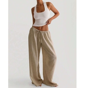 <span class=keywords><strong>Pantalon</strong></span> <span class=keywords><strong>en</strong></span> <span class=keywords><strong>lin</strong></span> <span class=keywords><strong>pantalon</strong></span> à cordon décontracté personnaliser Logo et <span class=keywords><strong>pantalon</strong></span> <span class=keywords><strong>en</strong></span> tissu Sexy <span class=keywords><strong>pantalon</strong></span> large respirant pour <span class=keywords><strong>femme</strong></span> - Product Image 4