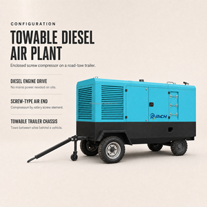 Compresseur d'air diesel mobile industriel pour la construction de tunnels et l'exploitation minière - Product Image 6