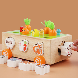 Casse-tête en bois multifonctionnel 6-en-1 Jouet éducatif pour enfants Éducation précoce Jeux sensoriels Carotte Tirer les insectes Jouets éducatifs - Product Image 2