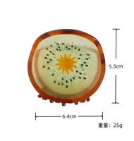 Onregelmatig cirkelvormige azijnzuurfruit kiwi schattige haarklauw voor dames meisje haarclip trendy dagelijks cadeau