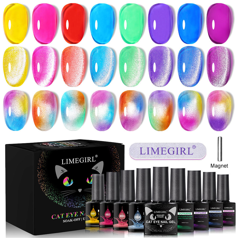 Ensemble universel 8 couleurs néon sucre, œil de chat, coffret de couleurs.