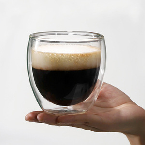 Tasse à café en verre transparent à double paroi, style nordique simple, sans poignée ni couvercle, résistante à la chaleur et au froid, pour café et jus - Product Image 1