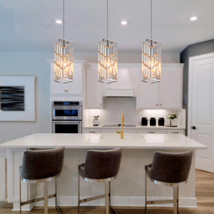 <strong>Chrome</strong> <strong>Pendant</strong> Lighting Modern <strong>Pendant</strong> <strong>Light</strong> Mini Crystal Chandeliers Adjustable <strong>Pendant</strong> <strong>Light</strong> Fixture for Kitchen Island 3 Pack - Product Image 4