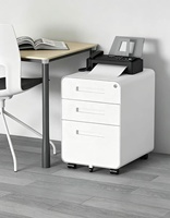 Archivador Metálico Moderno Storion Blanco con 3 Cajones, Cerradura, Asas Integradas, Mecanismo de Almacenamiento, Ahorro de Espacio, Móvil, para Gimnasio