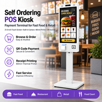 Kiosque de commande automatique 21,5 pouces avec écran tactile, terminal de paiement, caméra, imprimante 80 mm, lecteur de code QR pour restaurant de restauration rapide et commerce de détail