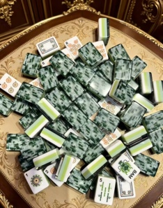 The <b>Mahjong</b> Line Hand-painted collectible American <b>mahjong</b> <b>set</b>, crafted with four layers of dark green acrylic,an exquisite gift - Product Image 2