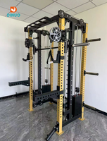 Cage de musculation Smith professionnelle avec barre de guidage solide de 19 mm et poulie en aluminium de 90 mm, appareil de musculation complet pour le corps, emballage en caisse en bois robuste