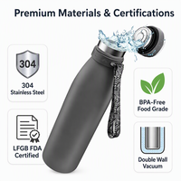 Bouteille de sport isotherme personnalisée OEM avec logo, 500 ml, double paroi, acier inoxydable 304, sans BPA, étanche, pour voyage, chaud/froid 24h