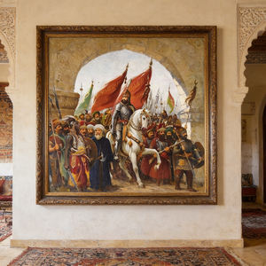 Art mural en céramique de haute qualité, portrait de <span class=keywords><strong>Mehmed</strong></span> II, pour décoration de salon, peinture à l'huile dessinée à la main - Product Image 3