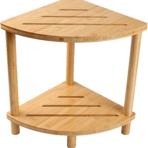 Tabouret de douche triangulaire en bambou Baiguang 25,7x40,3x43,6 cm avec rangement à deux niveaux - Product Image 5