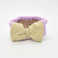 Bandeau de yoga et de spa double couche en peluche corail, motif écossais floral, avec ruban pour cheveux, pour activités physiques