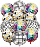 Lot de 12 ballons disco en aluminium de 22 pouces, 4D, colorés, à gonfler à l'hélium, pour fêtes à thème disco années 70/80/90, 14 ans et plus