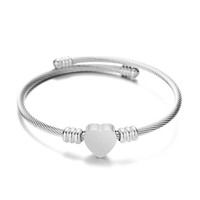 Bracelet en acier inoxydable à pois ronds en gros, personnalisable avec gravure cœur d'amour, bijou tendance, cadeau personnalisé