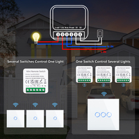 Touchmi Wifi Mini bricolage Rf 433mhz télécommande sans fil interrupteur intelligent 1ch Module de relais 10A Ac Dc 12v 24v 9v pour Tuya Alexa Voice
