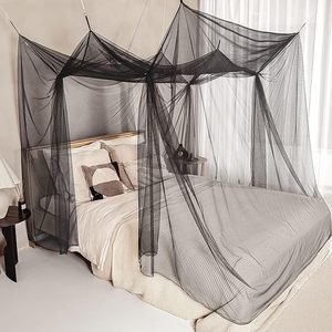 Dosel <span class=keywords><strong>de</strong></span> Cama Cuadrado Doble Plegable Negro con 4 Postes, Decorativo Estilo <span class=keywords><strong>Princesa</strong></span>, 100% Poliéster, Mosquitera Grande para Dormitorio Interior y Camping - Product Image 1