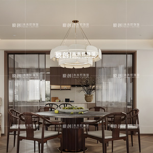 Cream Style Chandelier Round Led <b>Light</b> Source E27 Switch Control For Living Room Bedroom Study <b>Dining</b> Room - Product Image 5