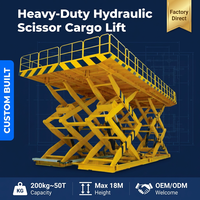 Plateforme élévatrice à ciseaux hydraulique personnalisée avec roulettes rotatives et inclinables, capacité 50T, hauteur 18M, pour entrepôts